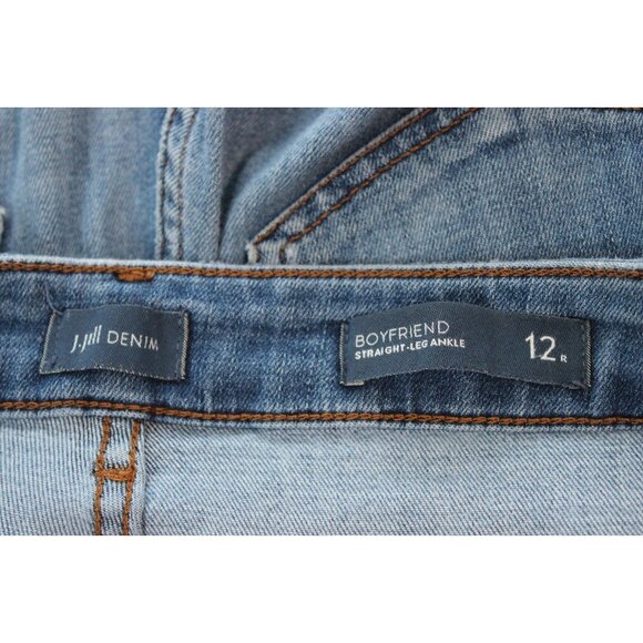 J Jill Jeans Size 12 Boyfriend Straight Leg Ankle Blue Stretch Denim Preppy - Picture 11 of 12